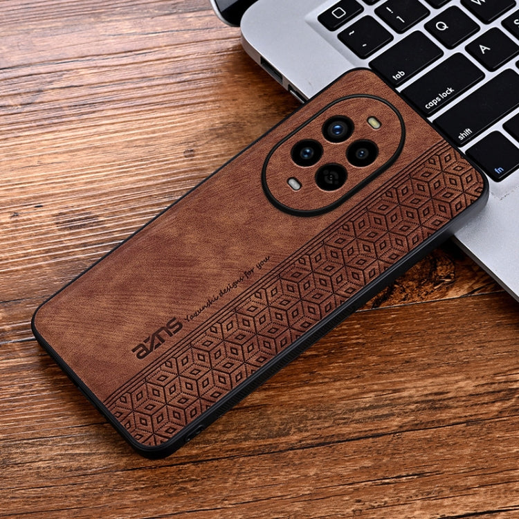 Funda para Teléfono Azns con Textura de Piel en Relieve 3D para Huawei Nova 13 Pro (Marrón)