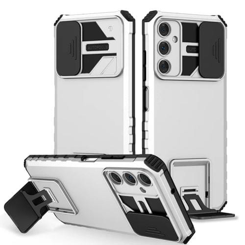 Funda para Teléfono Samsung Galaxy A05S con Soporte Estereoscópico y Pantalla de Leva Deslizante (Blanco)