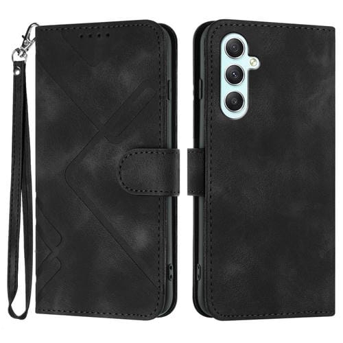 Funda de Cuero para Samsung Galaxy A35 Line Pattern Skin Feel (Negro)