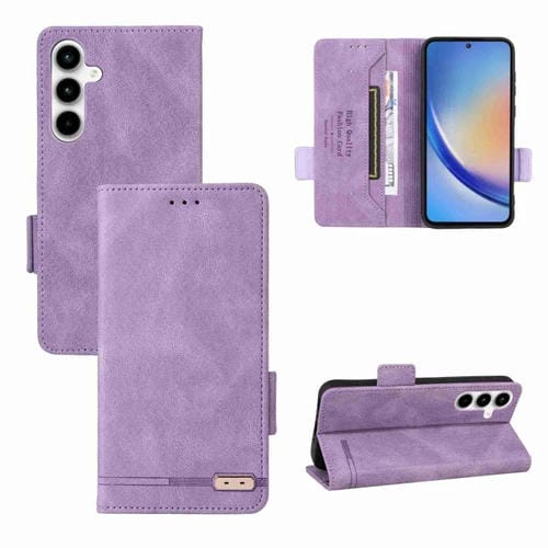 Funda para Samsung Galaxy A35 5G de Cuero con Cierre Magnético (Púrpura)