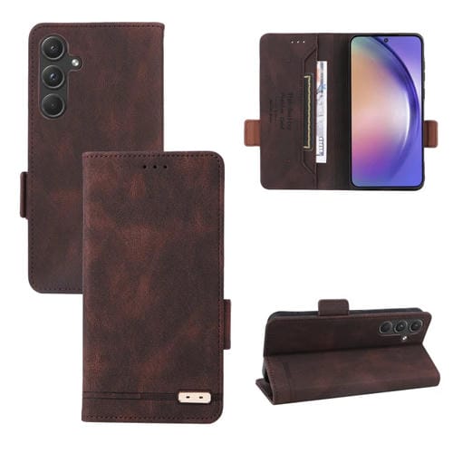 Funda para Teléfono Samsung Galaxy A55 5G Cuero Cierre Magnético (Marrón)