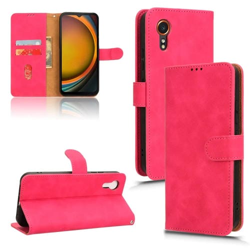 Funda de Cuero Samsung Galaxy Xcover 7 con Tapa Magnética para Teléfono (Rojo Rosa)