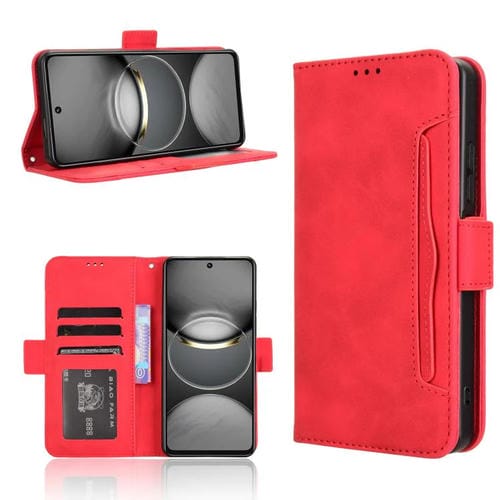 Funda de Piel Becerro para Tecno Spark 30 4G con Ranuras para Tarjetas (Rojo)