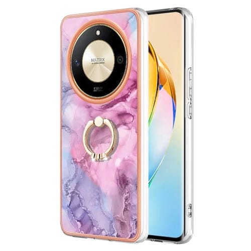 Funda para Honor X9B con Revestimiento Mármol Galvanizado Doble Cara Imd y Anillo (Rosa)