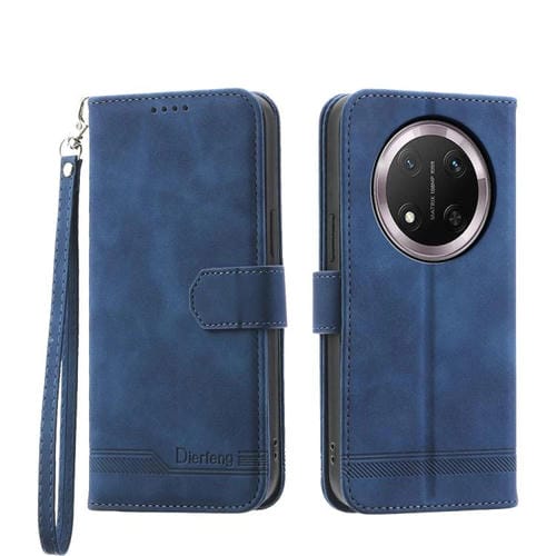 Funda de TelĂ©fono Dierfeng Dream Line HĂbrida TPU Cuero SintĂ©tico para Honor X9C Global y Magic7 Lite (Azul)