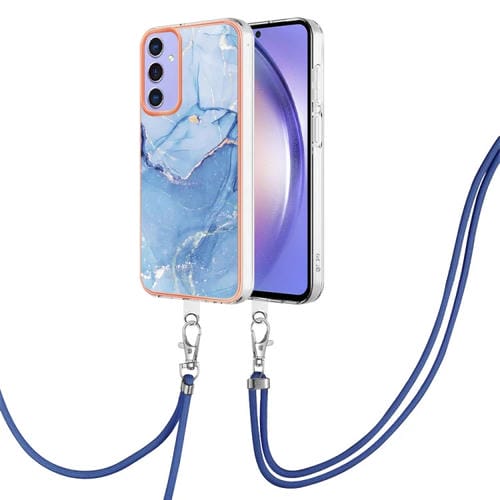 Estuche para Teléfono Samsung Galaxy A15 5G Imd Doble Cara Mármol Galvanizado con Cordón (Azul)