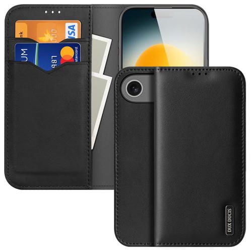 Funda con tapa DUX DUCIS Hivo Series de piel de vaca, PU y TPU para iPhone 17 Air (negra)