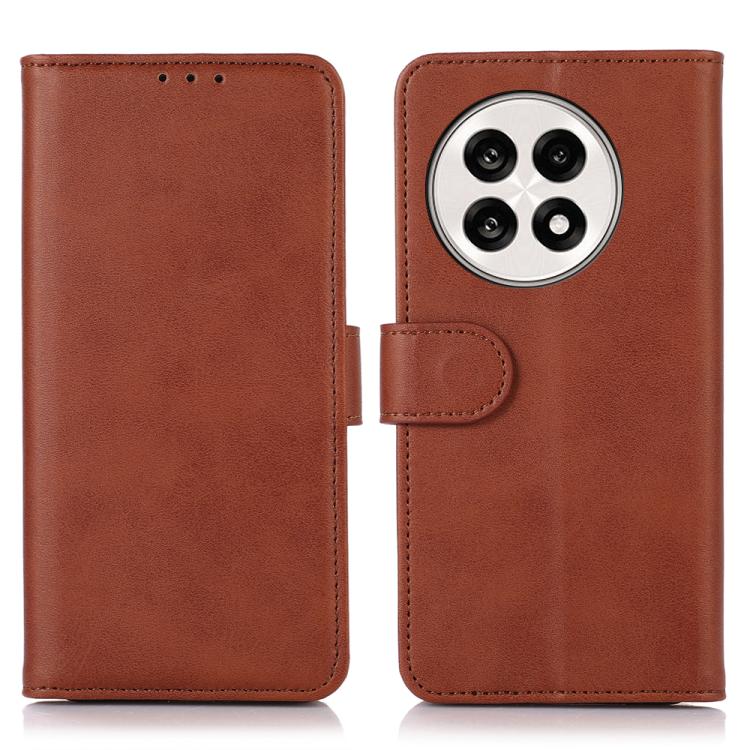 Funda de Cuero con Textura de Vaca para OnePlus 13R Global (Marrón)