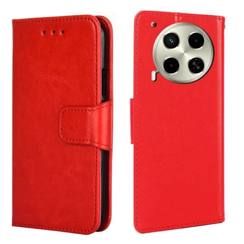 Funda de Cuero con Textura de Cristal para Tecno Camon 30 (Rojo)