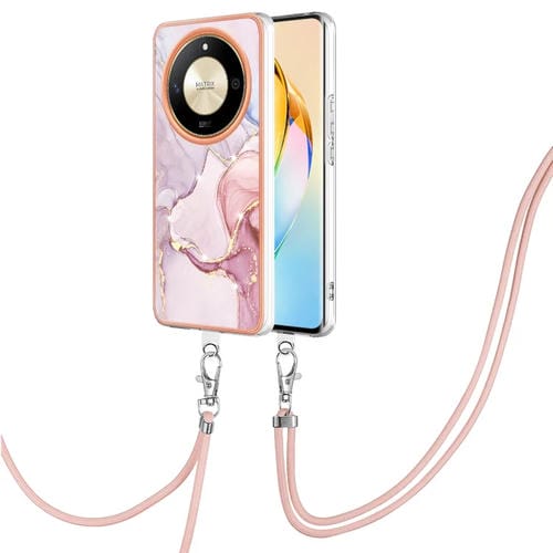Funda para Teléfono Honor X9B con Imd Doble Cara Mármol Galvanizado y Cordón (Oro Rosa)