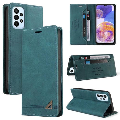 Funda de Cuero para Samsung Galaxy A23 Skin Feel con Tapa Horizontal Cepillo Antirrobo Soporte (Azul)