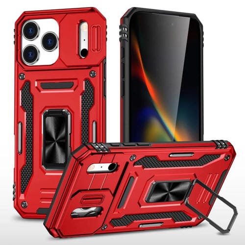 Funda protectora de PC + TPU para cámara de iPhone 17 Pro (roja)