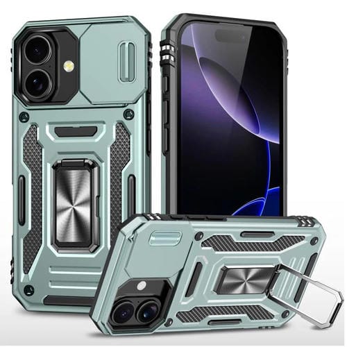 Funda protectora de PC + TPU para cámara de iPhone 17 (verde alpino)