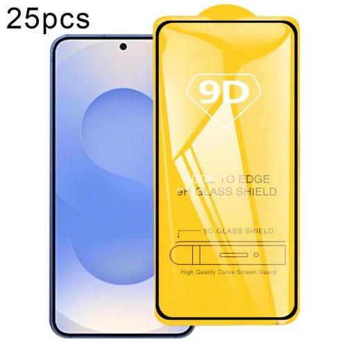 Película de vidrio templado con pegamento completo 9D para Samsung Galaxy S25 FE 5G, 25 unidades