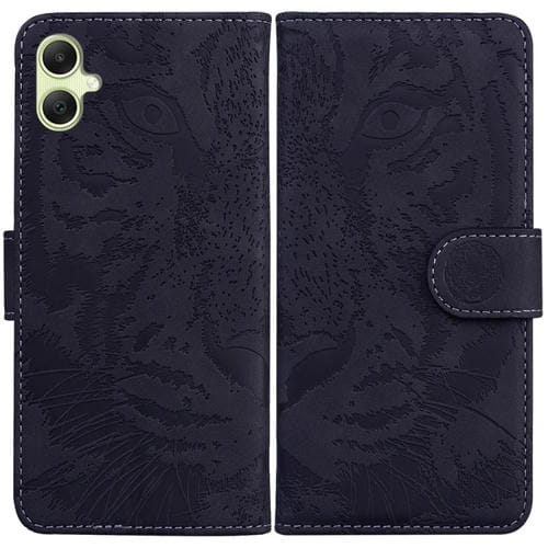 Funda de Teléfono Samsung Galaxy A05 Cuero Tapa Patrón Relieve Tigre (Negro)