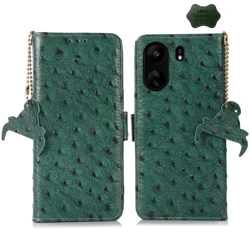 Funda para Teléfono Samsung Galaxy A55 5G Cuero Genuino Patrón Avestruz Función Rfid (Verde)