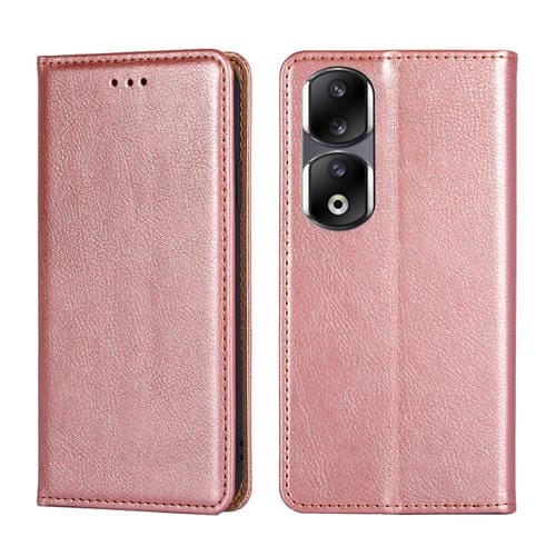 Estuche para Honor 90 Pro 5G de Cuero Magnético con Aceite Brillante (Oro Rosa)