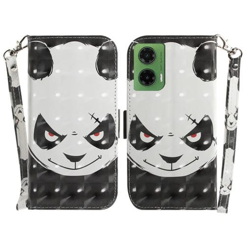 Funda de Cuero con Tapa 3D para Motorola Moto G35 (Oso Enojado)