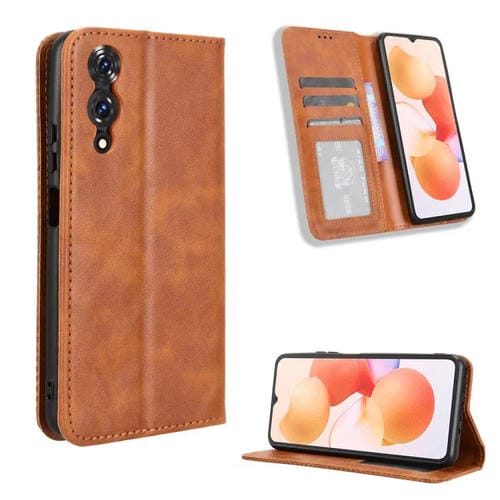 Funda de Cuero Cubot A10 Textura Retro Hebilla Magnética (Marrón)
