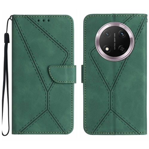 Funda de Cuero con Relieve y Costuras para Honor X9C (Verde)