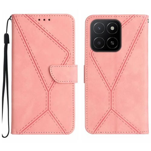 Funda de Cuero con Relieve y Costuras para Honor X8C 4G (Rosa)