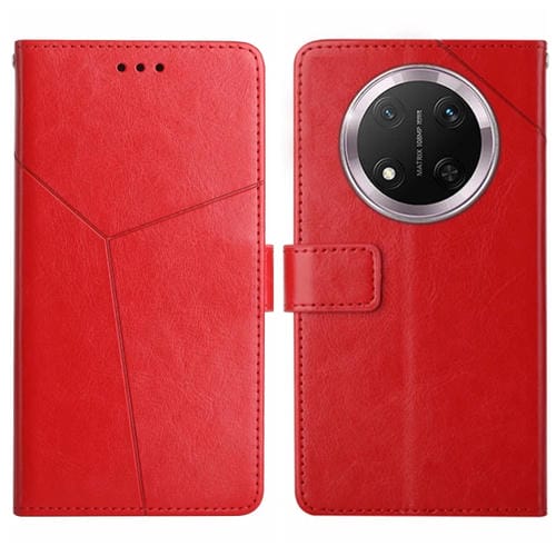 Funda de Cuero con Tapa y PatrĂłn en Forma de Y para Honor X9C (Rojo)