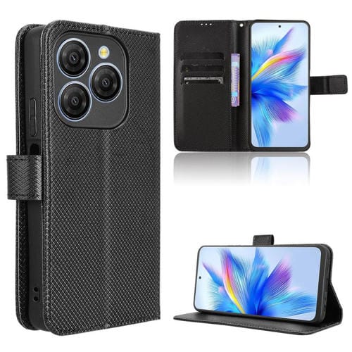 Funda de Cuero con Textura de Diamante para BlackView Shark 9 (Negra)