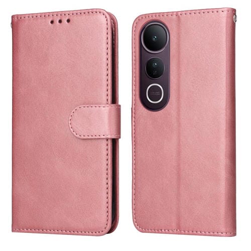 Funda de Piel con Tapa Clásica con Textura de Becerro para Vivo V50 Lite 4G/5G (Oro Rosa)