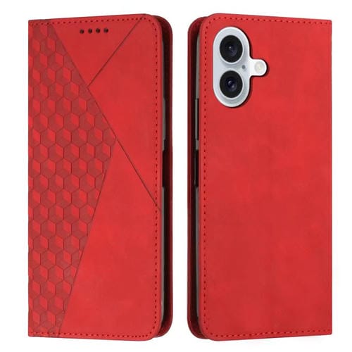 Funda de cuero magnética con textura de diamante para iPhone 17 (roja)