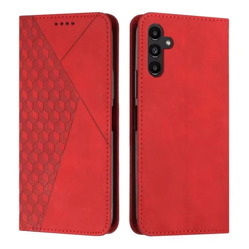 Funda para Samsung Galaxy A35 Diamond Splicing Skin Feel Cuero Magnética (Rojo)