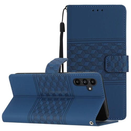 Funda para Samsung Galaxy A35 5G Cuero Sensación Piel Relieve Diamante (Azul Oscuro)