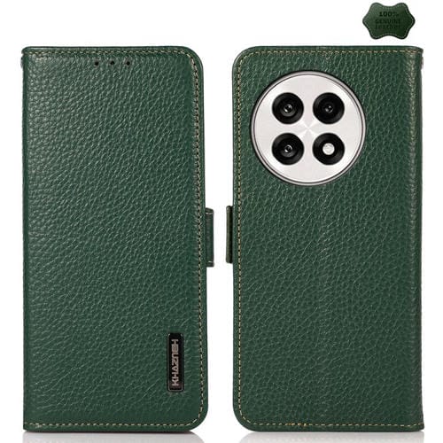 Funda para Teléfono OnePlus Ace 5 Pro Ace 5 13R Khazneh con Imán Lateral Cuero Genuino Protección Rfid (Verde)