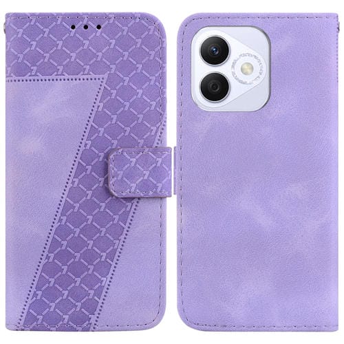 Funda de Cuero con Relieve en Forma de Siete para Honor X60I (Morado)