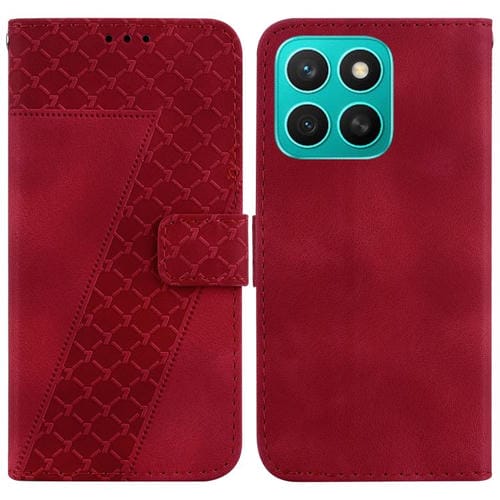 Funda de Cuero con Relieve Siete Formas para Honor X8C 4G (Roja)