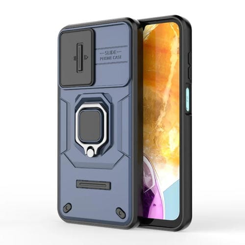 Funda para Teléfono Samsung Galaxy M15 5G Sliding Camshield TPU + PC a Prueba de Golpes con Soporte (Azul)