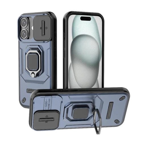 Funda deslizante Camshield de TPU + PC a prueba de golpes con soporte para iPhone 17 (azul)