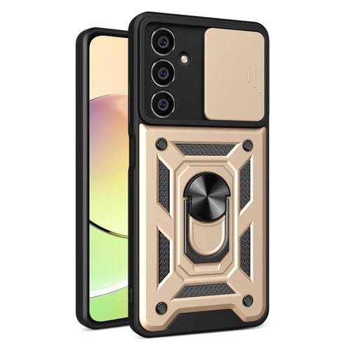 Funda para teléfono Samsung Galaxy A05S cubierta de cámara deslizante TPU + PC (Oro)
