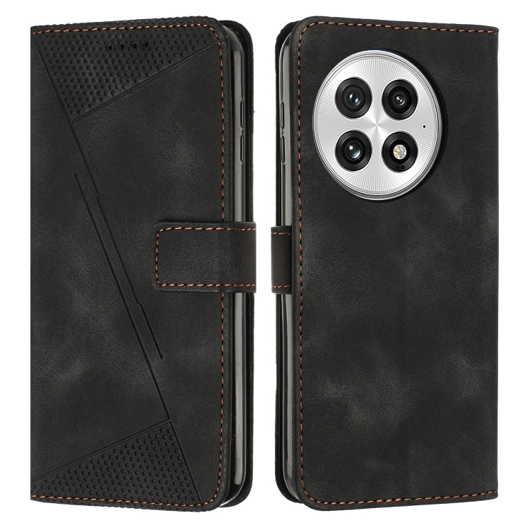 Funda de Cuero Triangular para Teléfono OnePlus 13 Dream con Cordón (Negro)