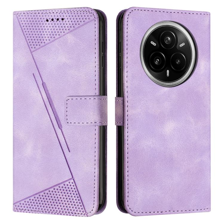 Funda de Cuero Triangular con Cordón para Realme 14 Pro Dream (Morado)