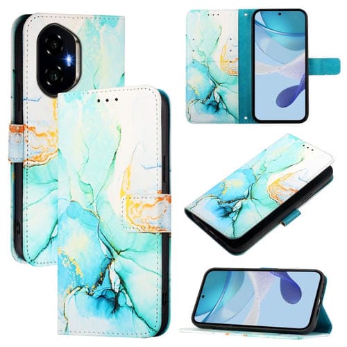 Funda de Cuero con Tapa para Honor 300 con Diseño Mármol Pt003 (Verde)
