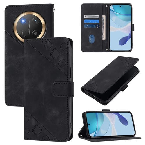 Funda de Cuero con Relieve para Honor X9C 5G (Negro)