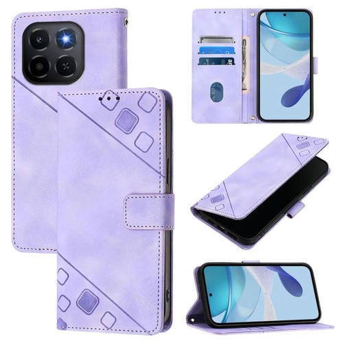 Funda de piel con relieve para Honor X6c 4G (morado claro)