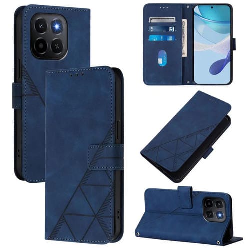 Funda de cuero con relieve 3D para Honor X6c 4G (azul)
