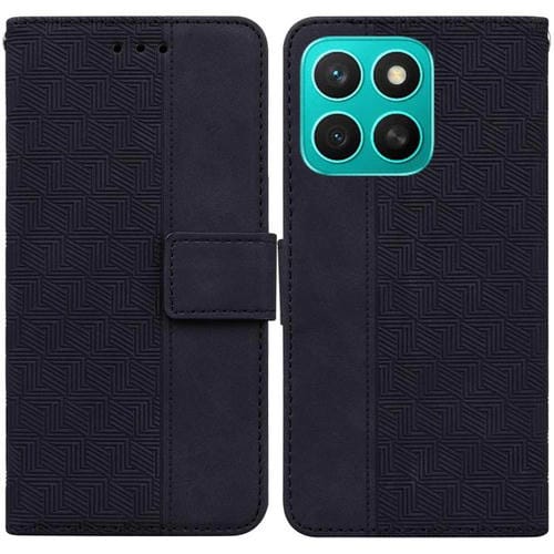 Funda de Cuero con Relieve Geométrico para Honor X8C 4G (Negra)