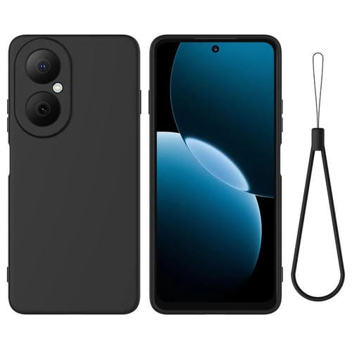 Funda de silicona líquida de color sólido para Huawei Nova Y73 4G, a prueba de caídas y cobertura total (negra)