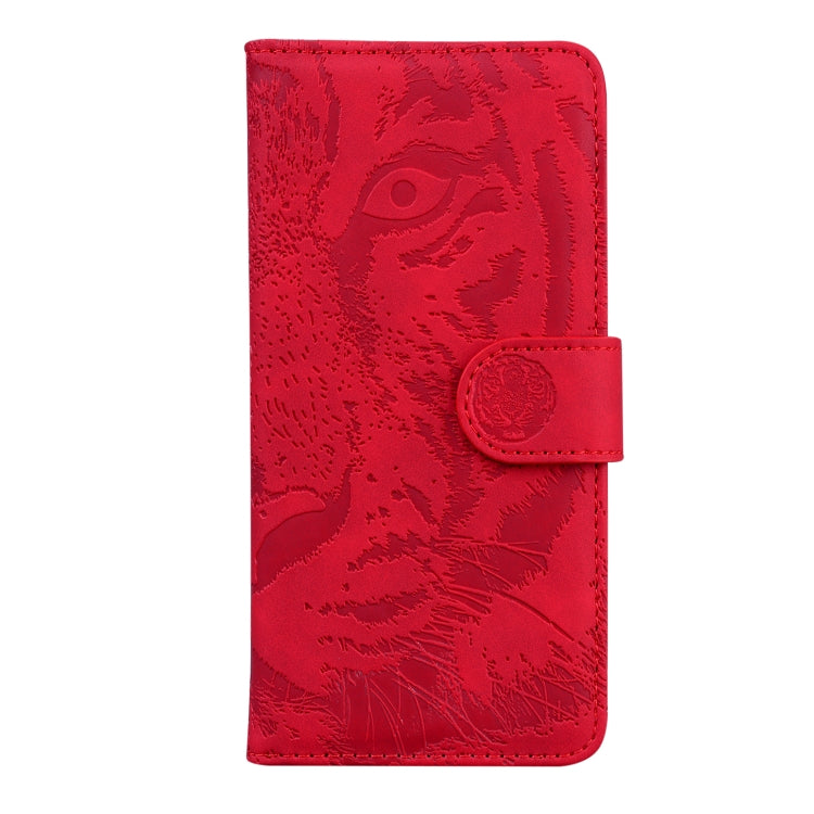 Funda de Cuero con Tapa para OnePlus Nord Ce4 5G Tiger Embossed Pattern (Rojo)