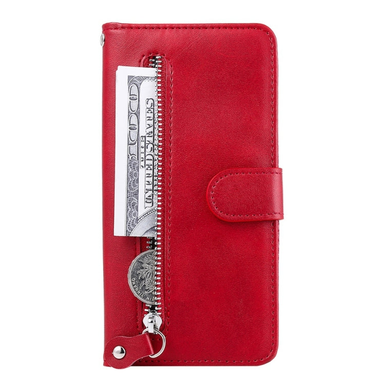Funda de Piel con Cremallera y Textura de Becerro para OnePlus 13 (Rojo)