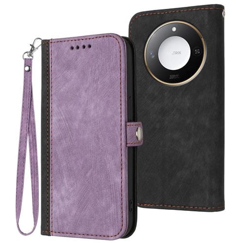 Funda de Cuero para Honor X60/X9C con Correa Plegable y Hebilla Lateral (Morado)