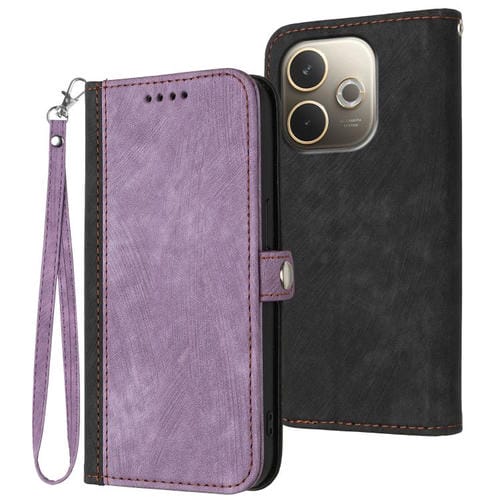 Funda de Cuero con Hebilla Lateral y Doble Pliegue para Oppo A5 Pro 5G (Morado)