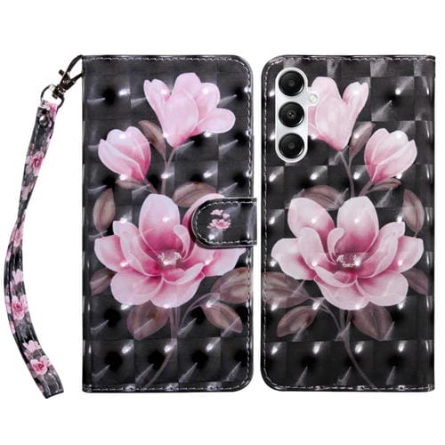 Funda de Cuero para Samsung Galaxy A15 Pintada 3D Flor Rosa
